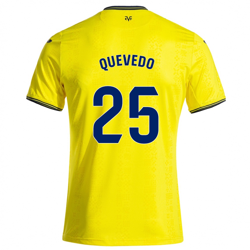 Kids Football Alex Quevedo #25 Yellow Black Home Jersey 2024/25 T-Shirt Uk