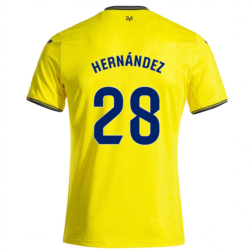 Kids Football Gerard Hernández #28 Yellow Black Home Jersey 2024/25 T-Shirt Uk