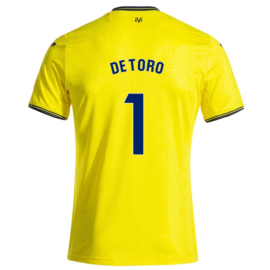 Kids Football Elena De Toro #1 Yellow Black Home Jersey 2024/25 T-Shirt Uk