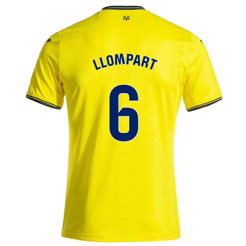 Kids Football María Llompart #6 Yellow Black Home Jersey 2024/25 T-Shirt Uk