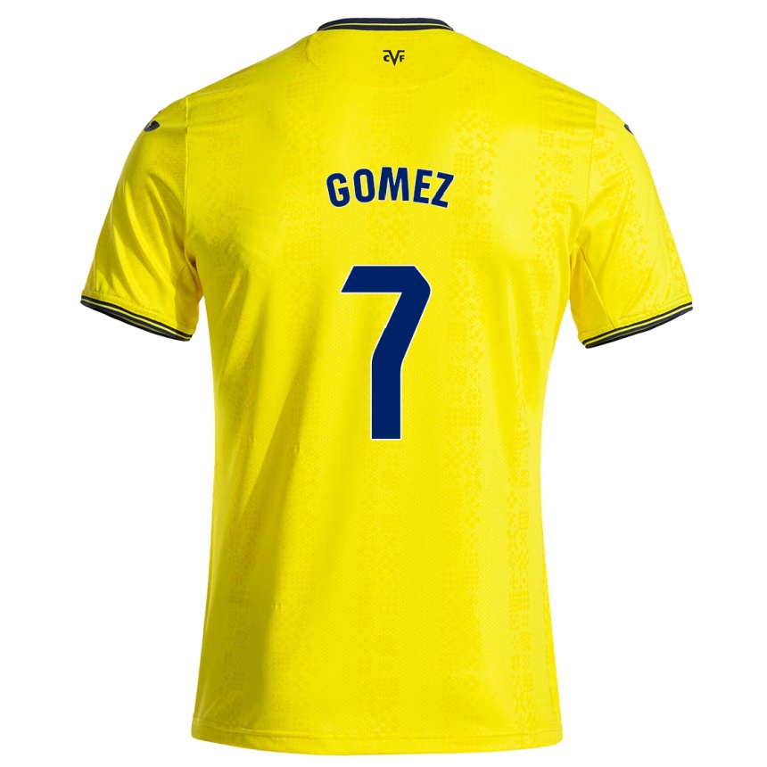 Kids Football Lucía Gómez #7 Yellow Black Home Jersey 2024/25 T-Shirt Uk