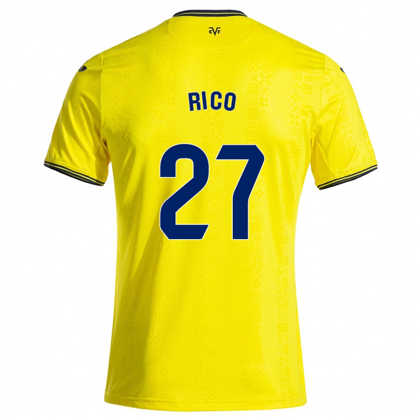 Kids Football Vera Rico #27 Yellow Black Home Jersey 2024/25 T-Shirt Uk