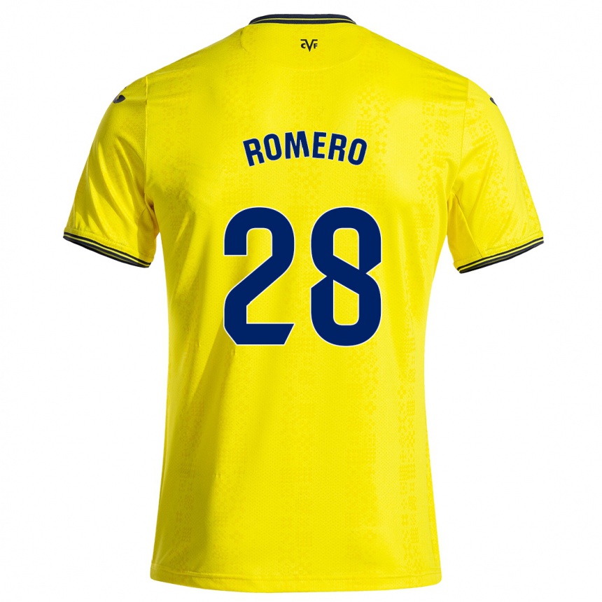 Kids Football María Romero #28 Yellow Black Home Jersey 2024/25 T-Shirt Uk