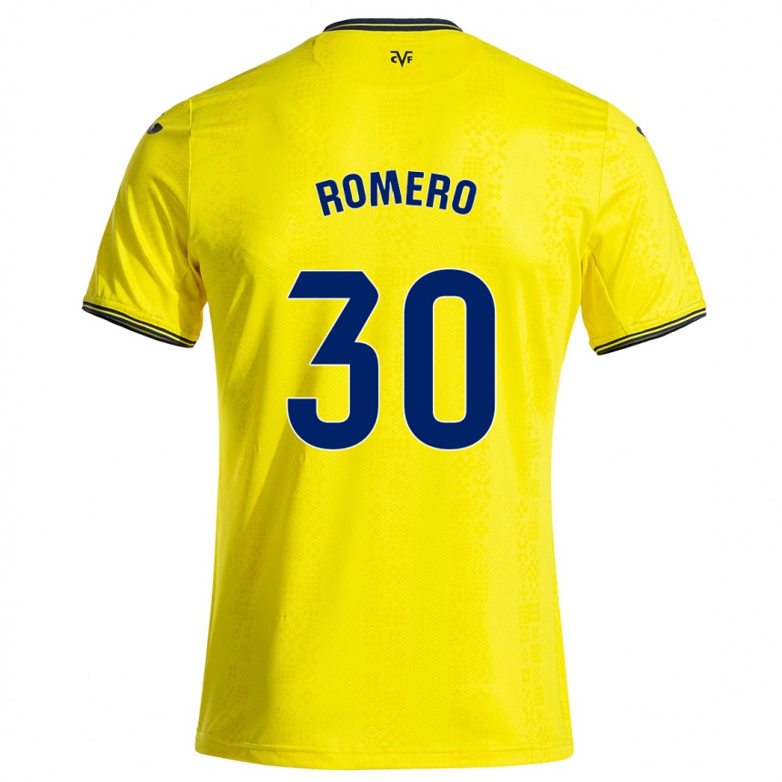 Kids Football Lucía Romero #30 Yellow Black Home Jersey 2024/25 T-Shirt Uk