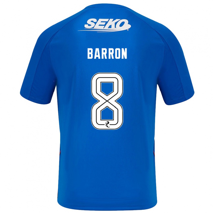 Kids Football Connor Barron #8 Dark Blue Home Jersey 2024/25 T-Shirt Uk