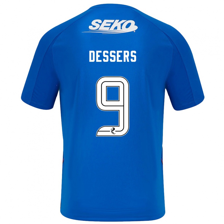 Kids Football Cyriel Dessers #9 Dark Blue Home Jersey 2024/25 T-Shirt Uk