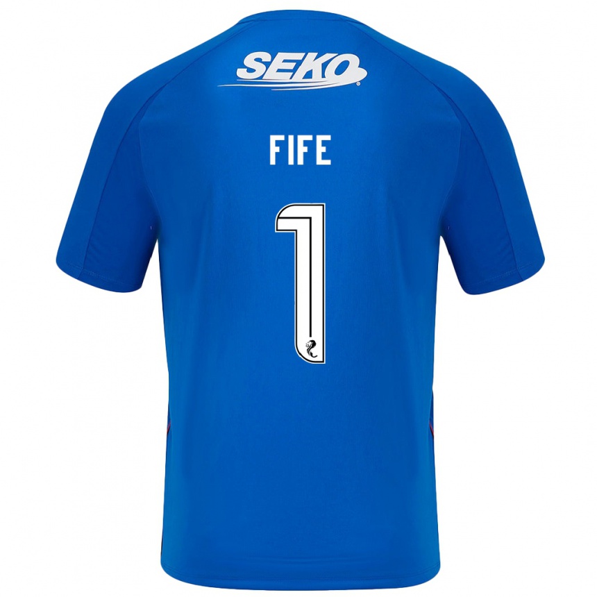 Kids Football Jenna Fife #1 Dark Blue Home Jersey 2024/25 T-Shirt Uk