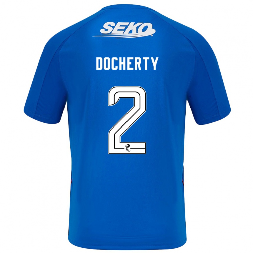 Kids Football Nicola Docherty #2 Dark Blue Home Jersey 2024/25 T-Shirt Uk