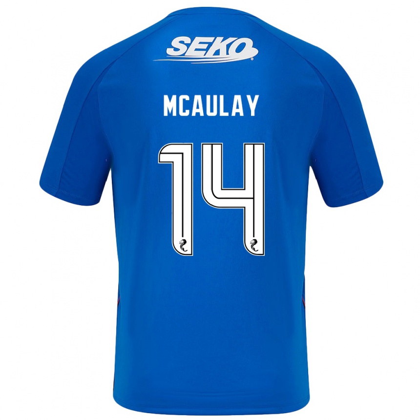 Kids Football Mia Mcaulay #14 Dark Blue Home Jersey 2024/25 T-Shirt Uk