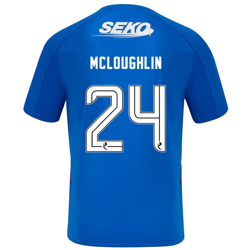 Kids Football Olivia Mcloughlin #24 Dark Blue Home Jersey 2024/25 T-Shirt Uk