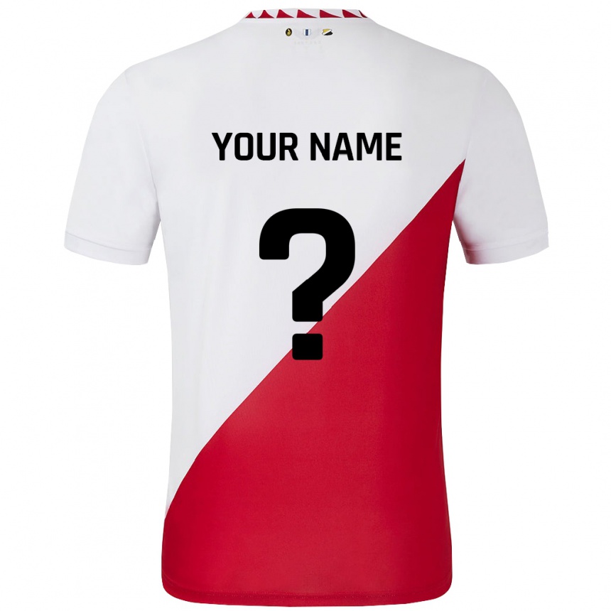 Kids Football Your Name #0 White Red Home Jersey 2024/25 T-Shirt Uk