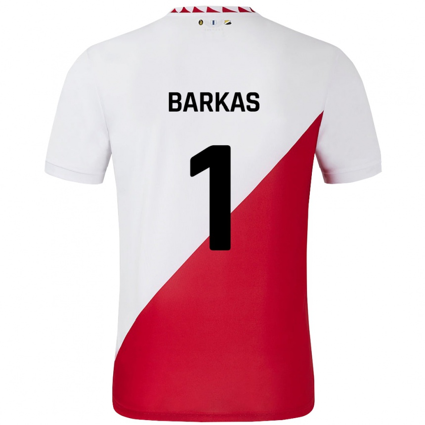 Kids Football Vasilios Barkas #1 White Red Home Jersey 2024/25 T-Shirt Uk