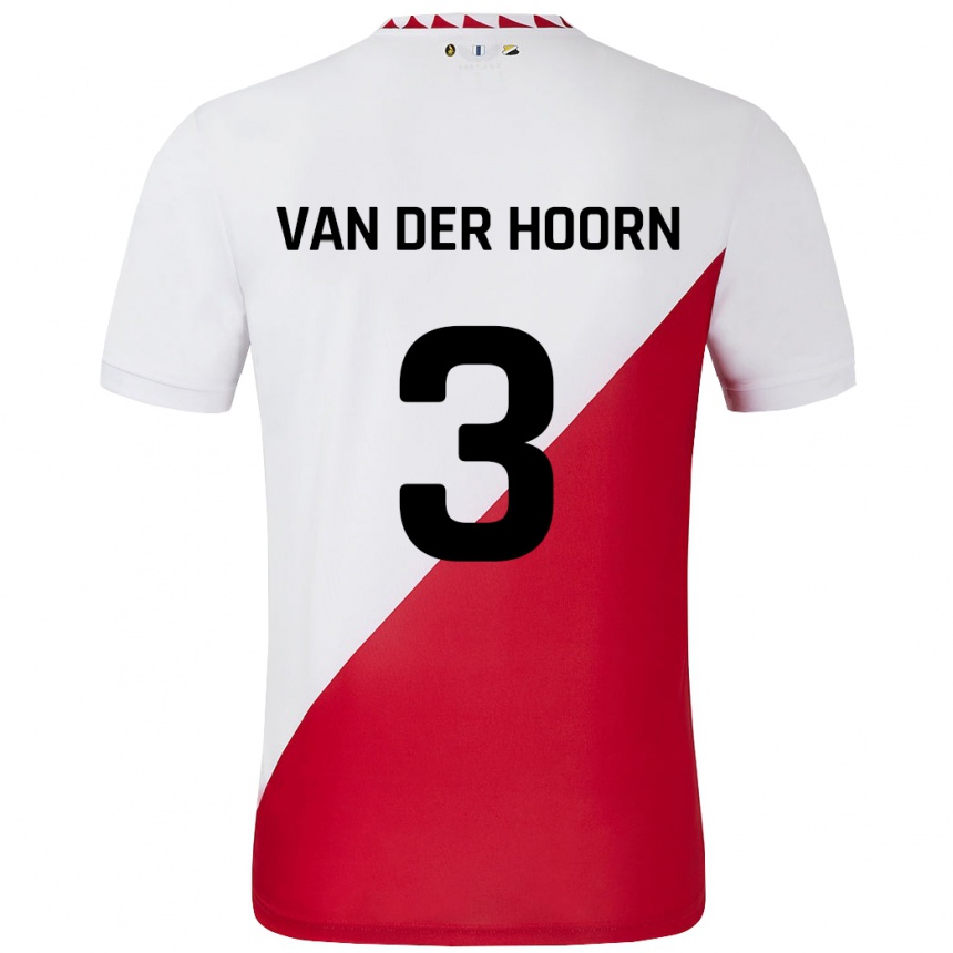 Kids Football Mike Van Der Hoorn #3 White Red Home Jersey 2024/25 T-Shirt Uk