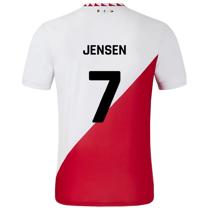 Kids Football Victor Jensen #7 White Red Home Jersey 2024/25 T-Shirt Uk