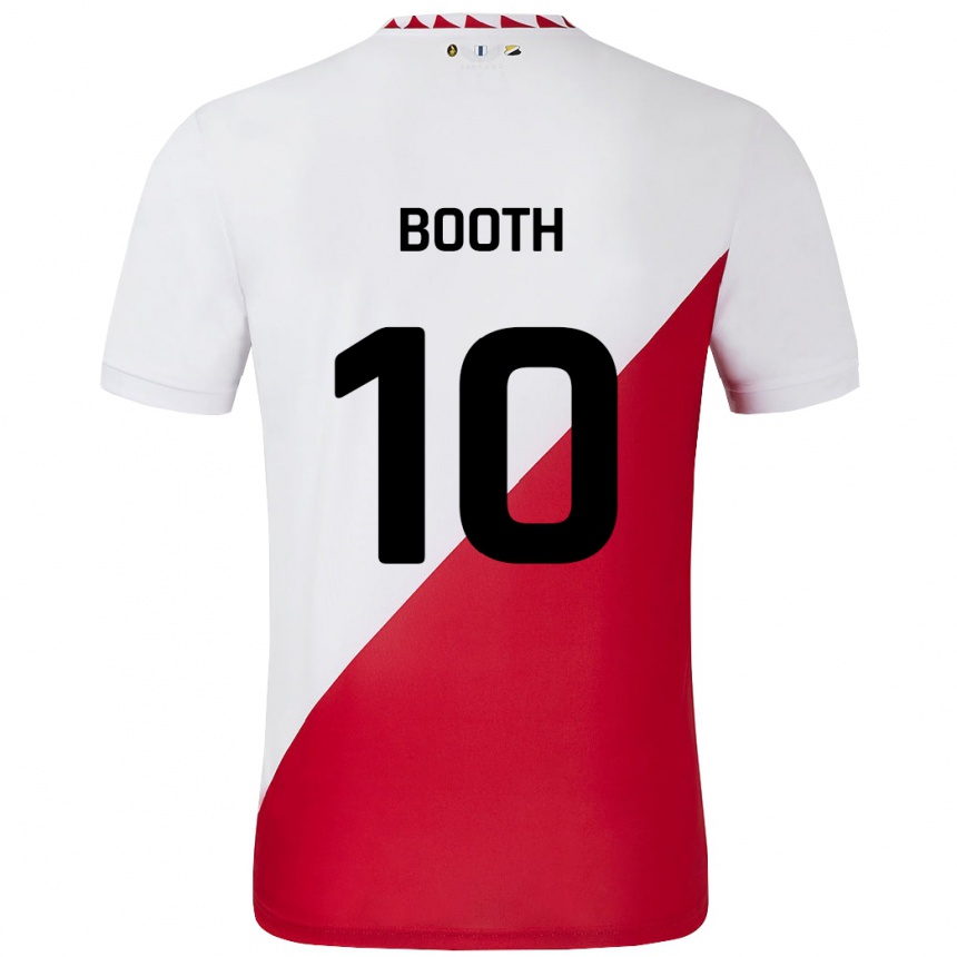 Kids Football Taylor Booth #10 White Red Home Jersey 2024/25 T-Shirt Uk