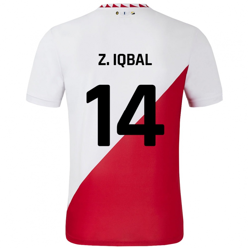 Kids Football Zidane Iqbal #14 White Red Home Jersey 2024/25 T-Shirt Uk