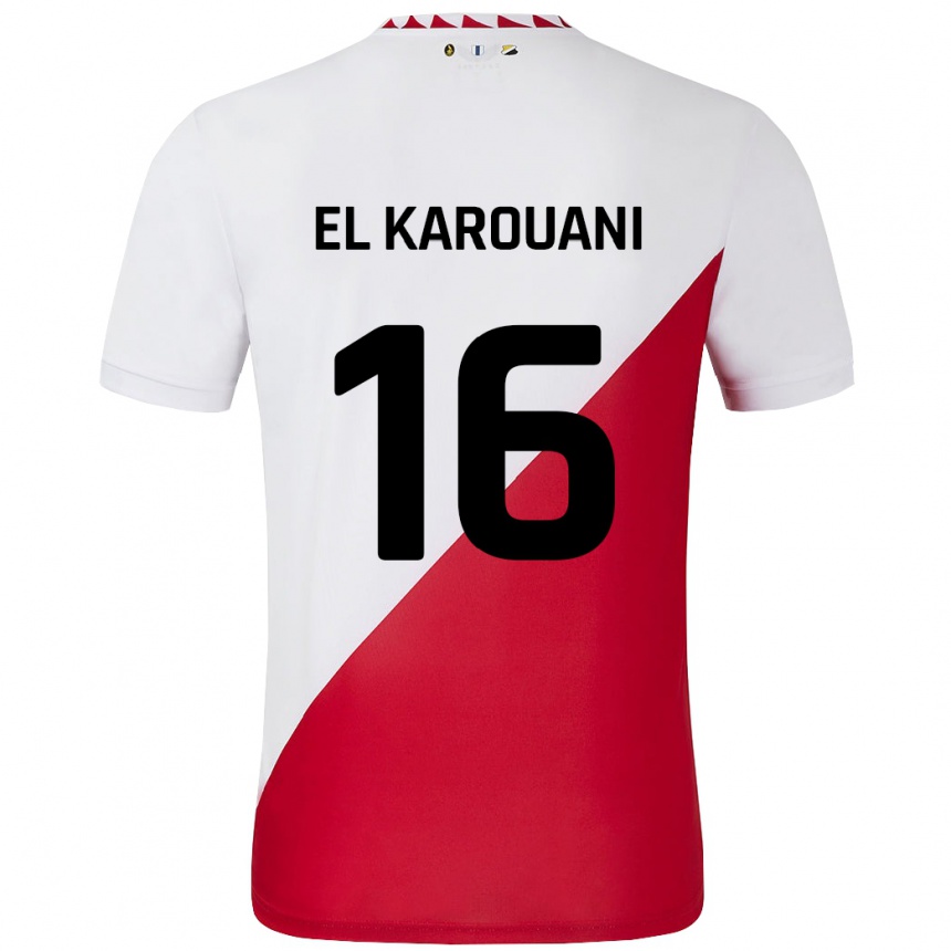 Kids Football Souffian El Karouani #16 White Red Home Jersey 2024/25 T-Shirt Uk