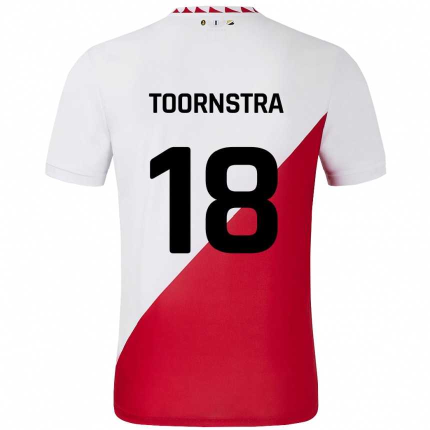 Kids Football Jens Toornstra #18 White Red Home Jersey 2024/25 T-Shirt Uk