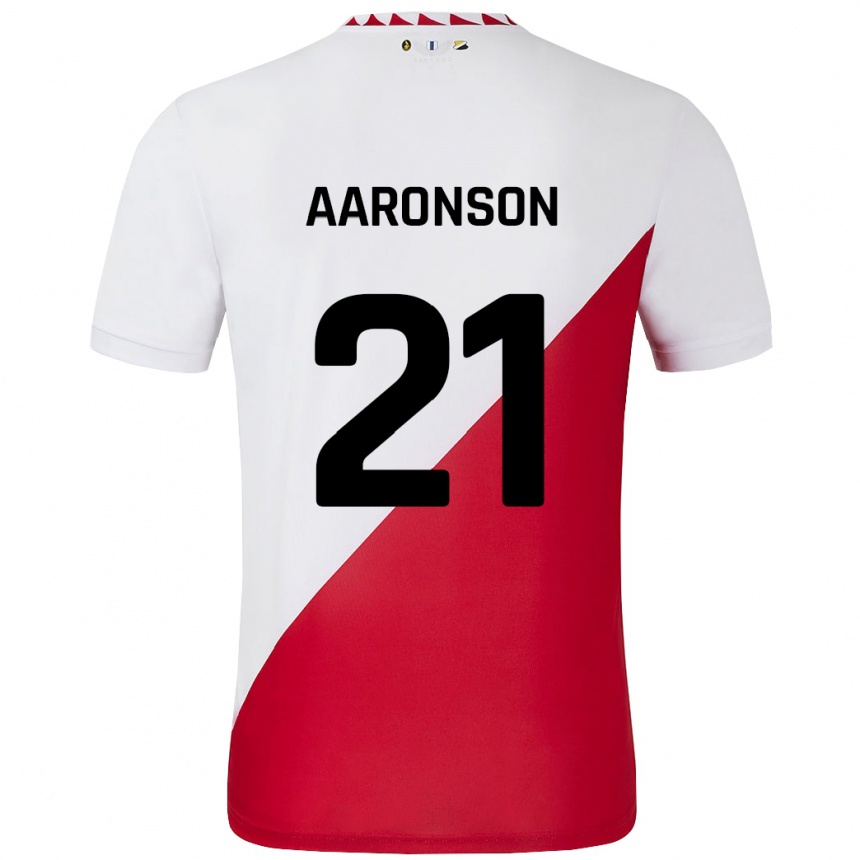 Kids Football Paxten Aaronson #21 White Red Home Jersey 2024/25 T-Shirt Uk