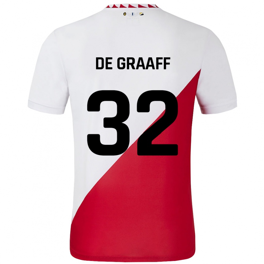 Kids Football Tom De Graaff #32 White Red Home Jersey 2024/25 T-Shirt Uk