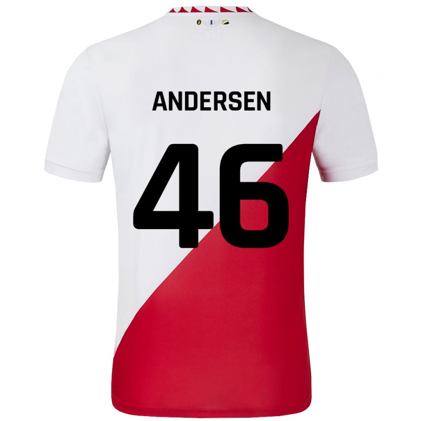 Kids Football Silas Andersen #46 White Red Home Jersey 2024/25 T-Shirt Uk