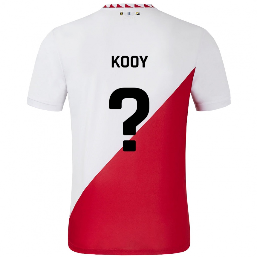 Kids Football Wessel Kooy #0 White Red Home Jersey 2024/25 T-Shirt Uk