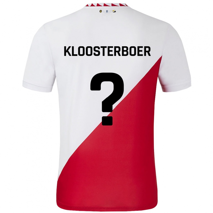 Kids Football Per Kloosterboer #0 White Red Home Jersey 2024/25 T-Shirt Uk