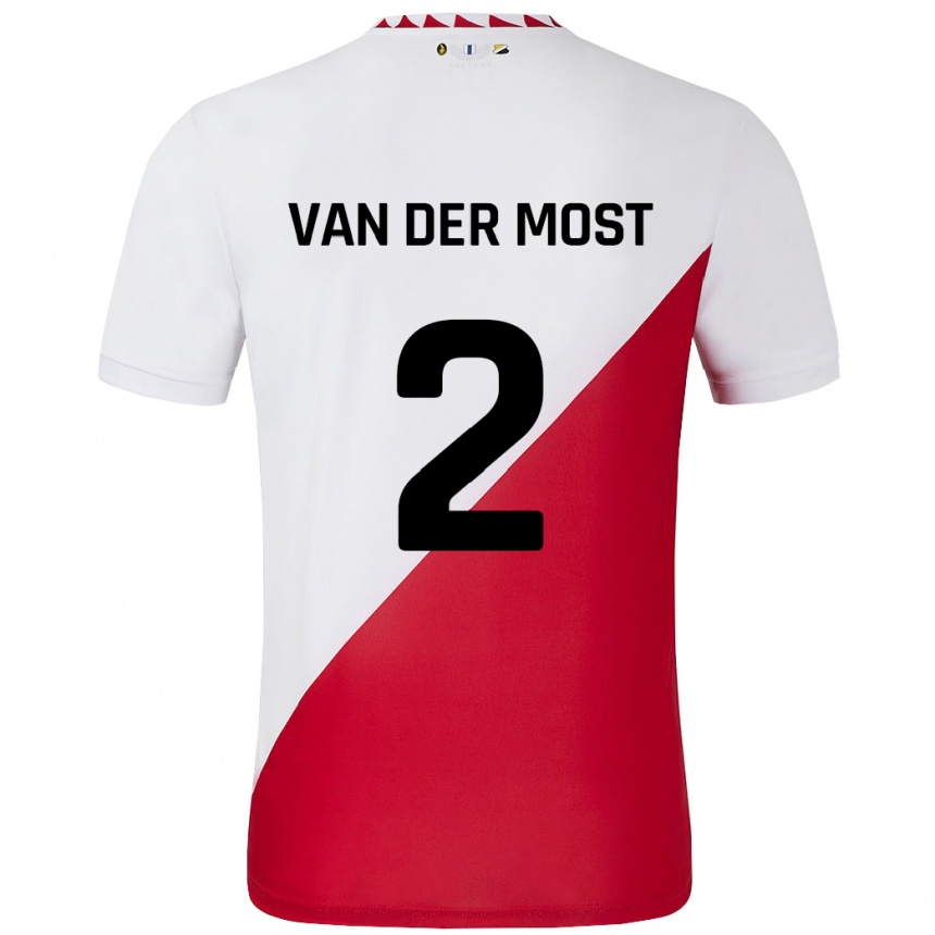 Kids Football Liza Van Der Most #2 White Red Home Jersey 2024/25 T-Shirt Uk