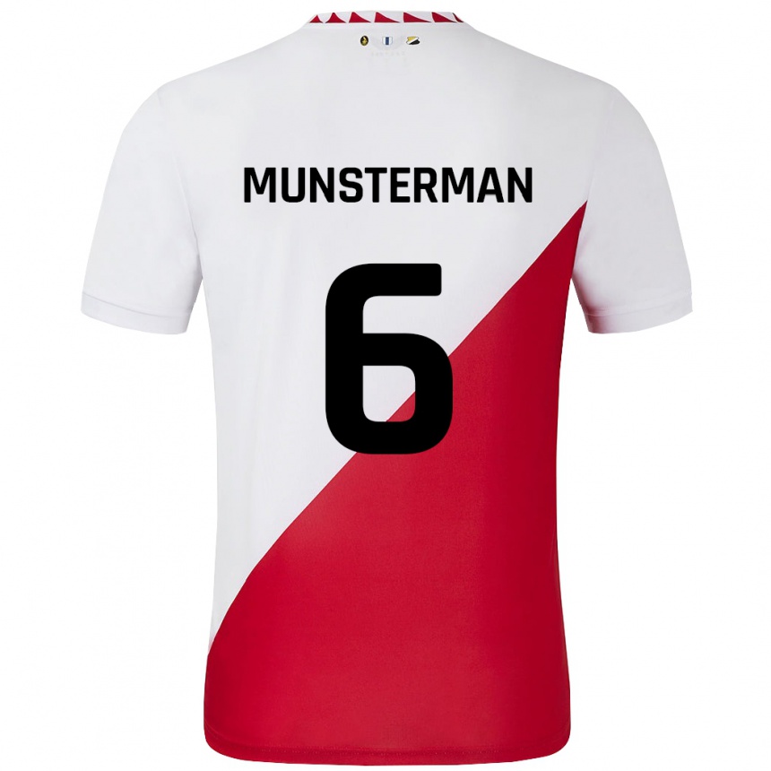 Kids Football Marthe Munsterman #6 White Red Home Jersey 2024/25 T-Shirt Uk