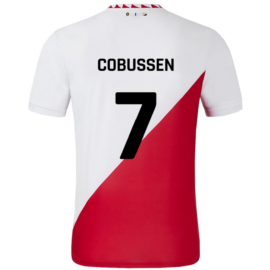 Kids Football Sophie Cobussen #7 White Red Home Jersey 2024/25 T-Shirt Uk