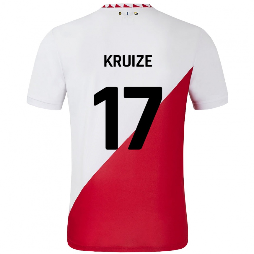 Kids Football Elisha Kruize #17 White Red Home Jersey 2024/25 T-Shirt Uk