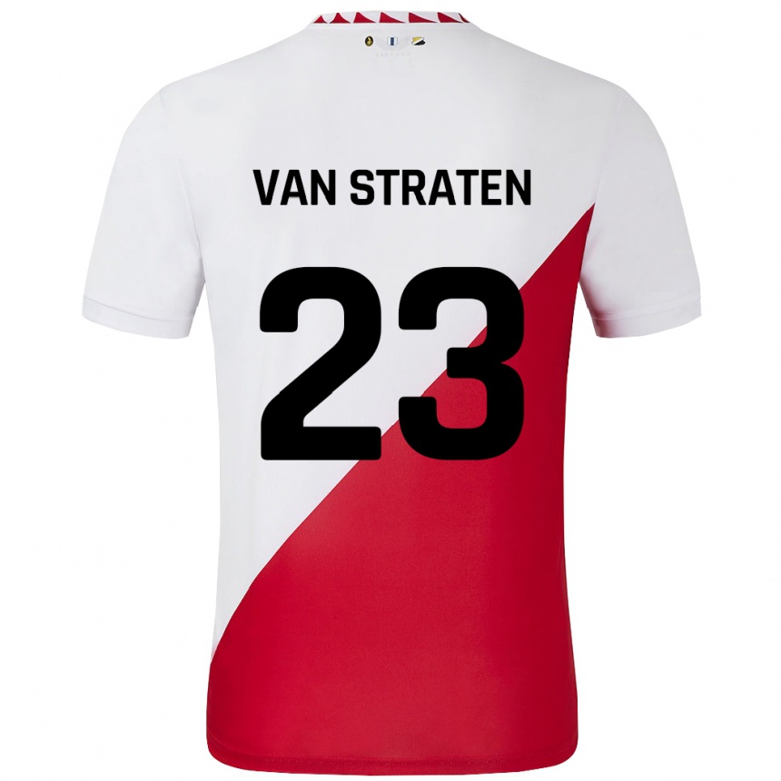 Kids Football Dieke Van Straten #23 White Red Home Jersey 2024/25 T-Shirt Uk