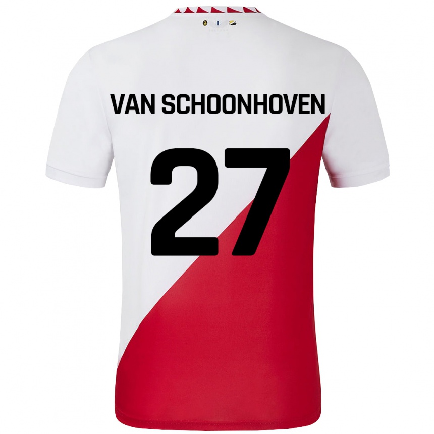 Kids Football Nurija Van Schoonhoven #27 White Red Home Jersey 2024/25 T-Shirt Uk