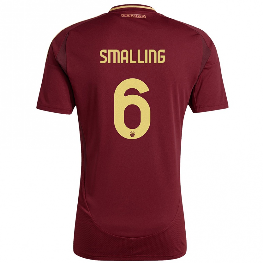 Kids Football Chris Smalling #6 Red Brown Gold Home Jersey 2024/25 T-Shirt Uk