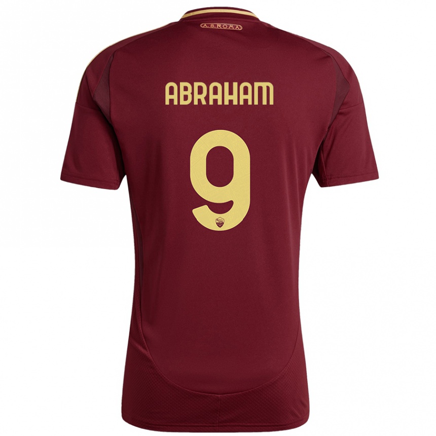 Kids Football Tammy Abraham #9 Red Brown Gold Home Jersey 2024/25 T-Shirt Uk