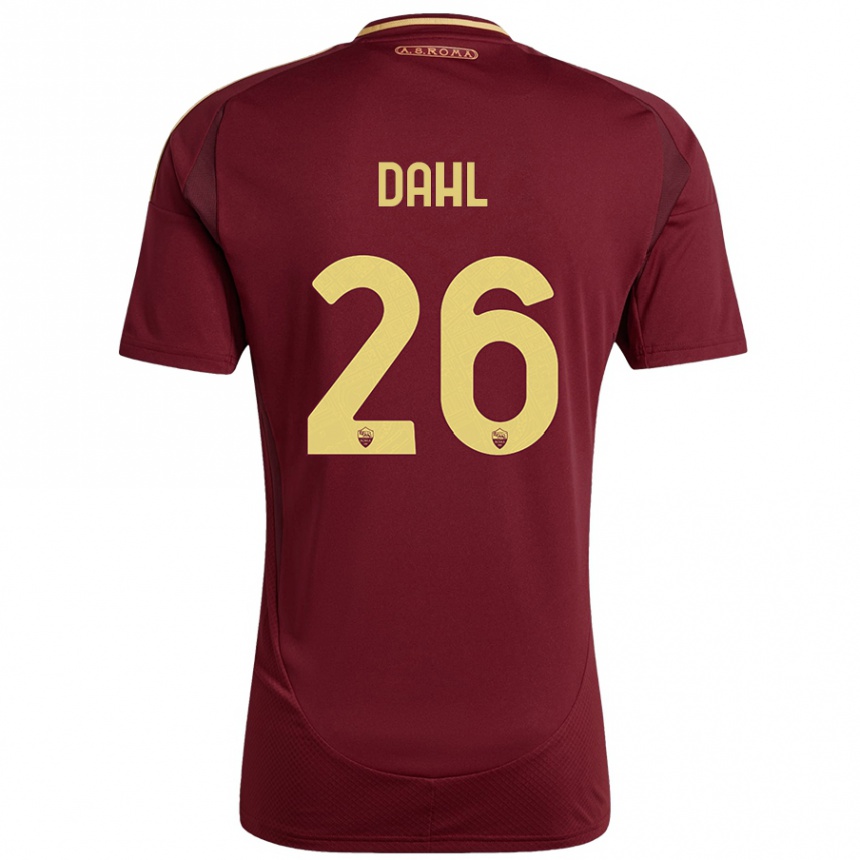 Kids Football Samuel Dahl #26 Red Brown Gold Home Jersey 2024/25 T-Shirt Uk