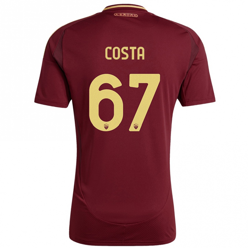 Kids Football João Costa #67 Red Brown Gold Home Jersey 2024/25 T-Shirt Uk