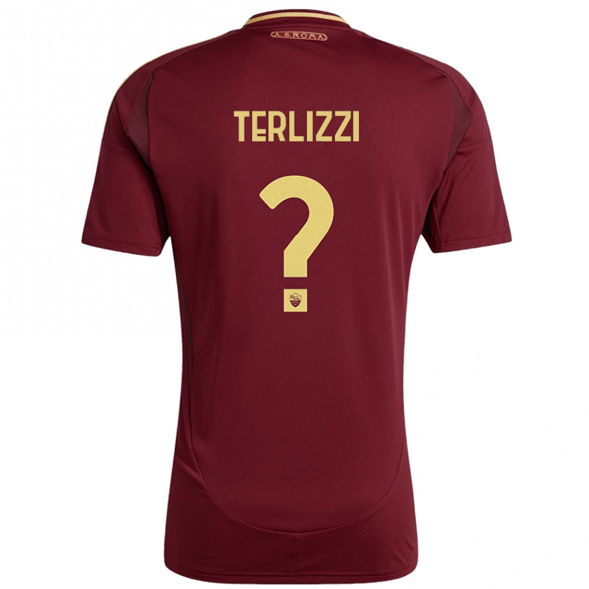 Kids Football Federico Terlizzi #0 Red Brown Gold Home Jersey 2024/25 T-Shirt Uk