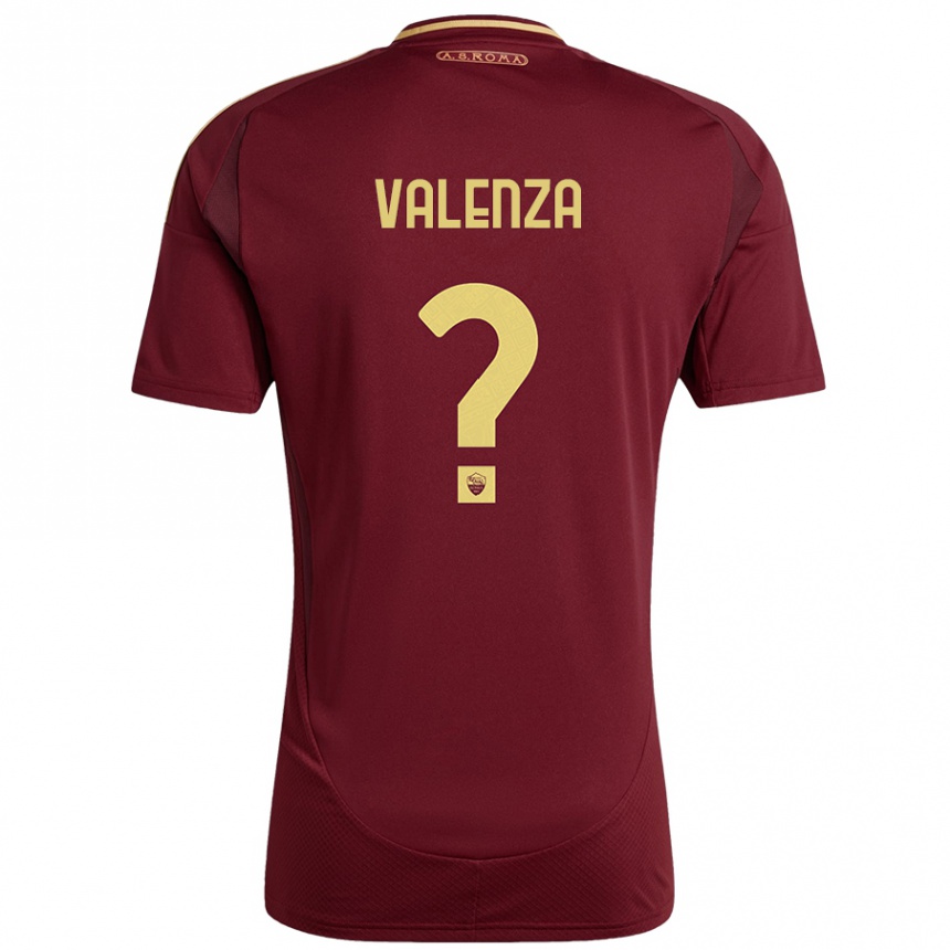 Kids Football Salvatore Valenza #0 Red Brown Gold Home Jersey 2024/25 T-Shirt Uk