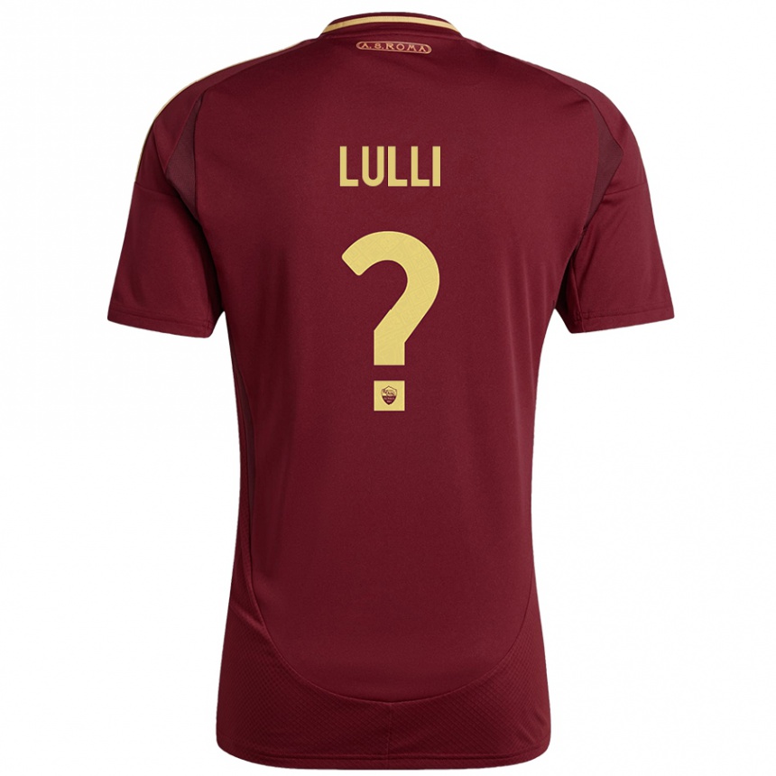 Kids Football Emanuele Lulli #0 Red Brown Gold Home Jersey 2024/25 T-Shirt Uk