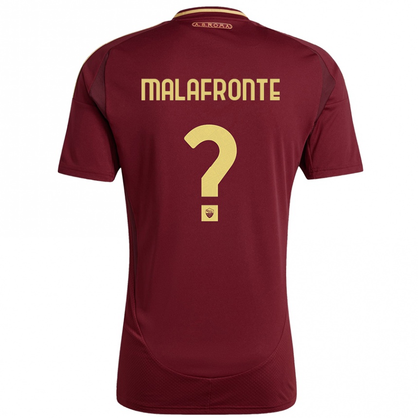 Kids Football Matteo Malafronte #0 Red Brown Gold Home Jersey 2024/25 T-Shirt Uk