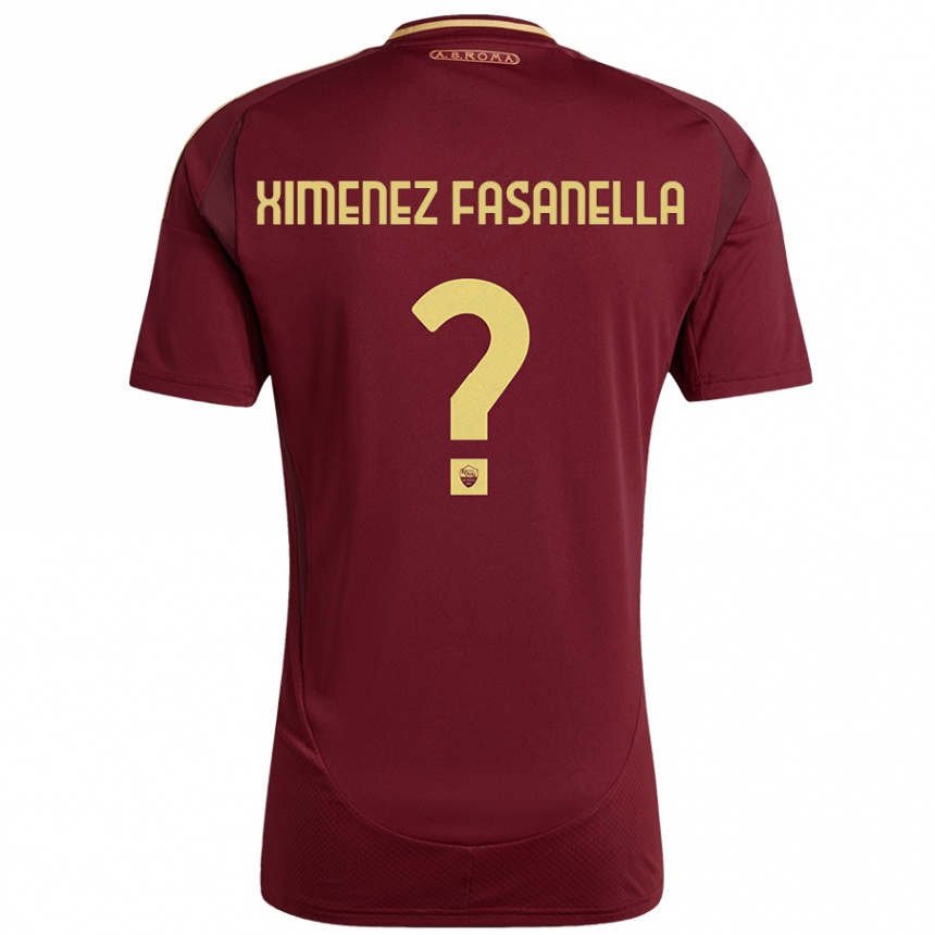 Kids Football Rafael Ximenez Fasanella #0 Red Brown Gold Home Jersey 2024/25 T-Shirt Uk