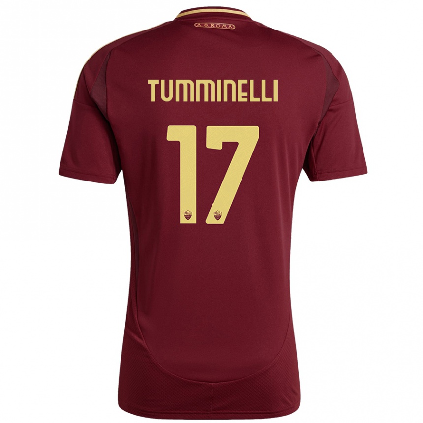 Kids Football Gianmarco Tumminelli #17 Red Brown Gold Home Jersey 2024/25 T-Shirt Uk