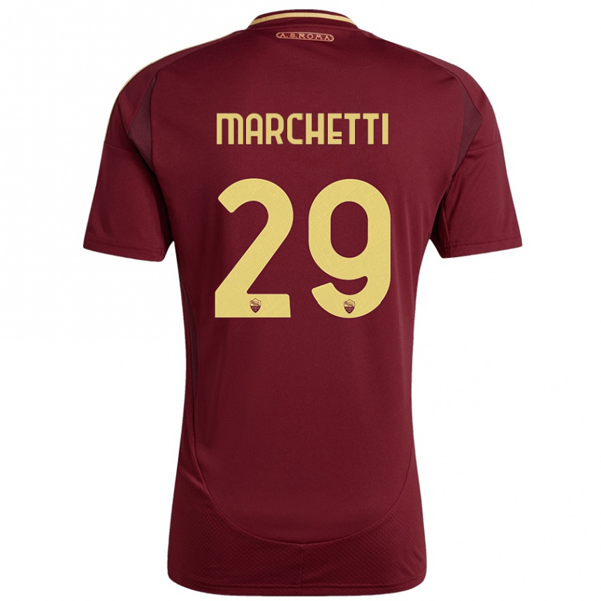 Kids Football Tommaso Marchetti #29 Red Brown Gold Home Jersey 2024/25 T-Shirt Uk