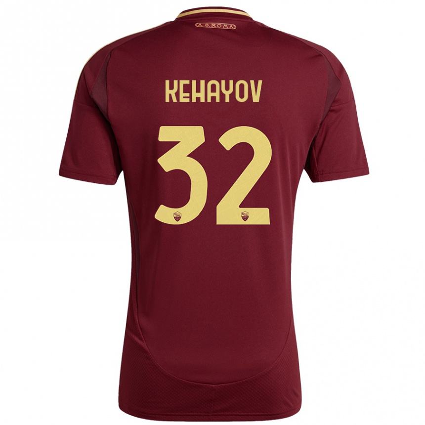 Kids Football Atanas Kehayov #32 Red Brown Gold Home Jersey 2024/25 T-Shirt Uk