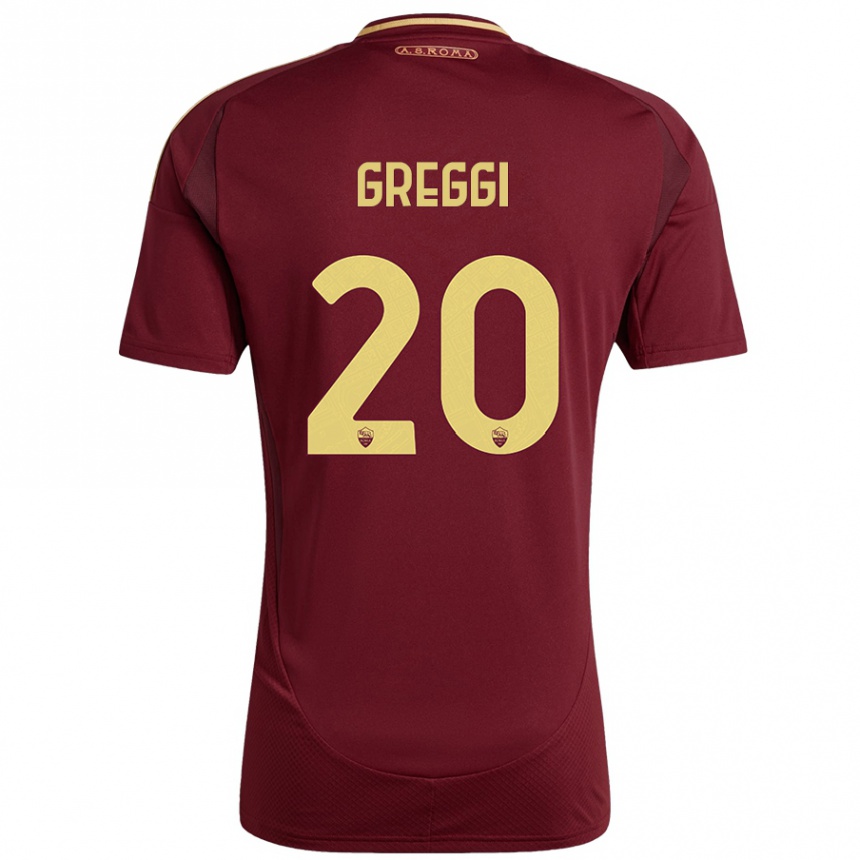 Kids Football Giada Greggi #20 Red Brown Gold Home Jersey 2024/25 T-Shirt Uk