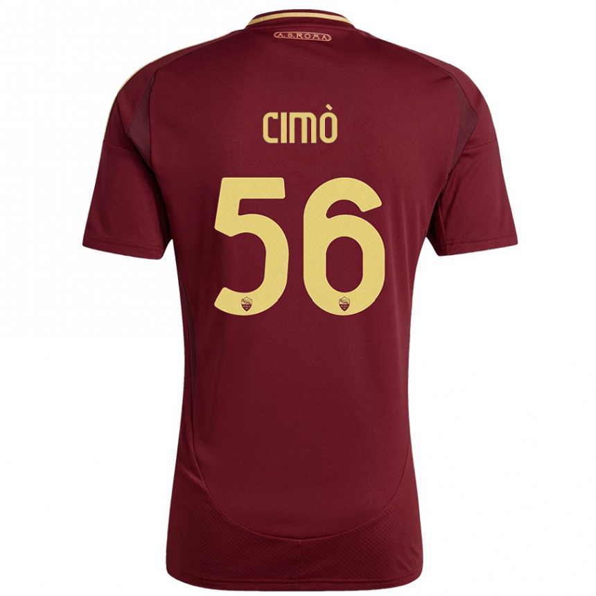 Kids Football Giada Cimò #56 Red Brown Gold Home Jersey 2024/25 T-Shirt Uk