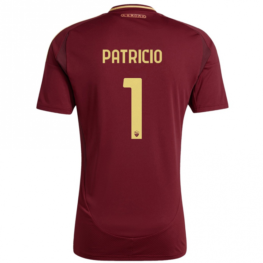 Kids Football Rui Patricio #1 Red Brown Gold Home Jersey 2024/25 T-Shirt Uk