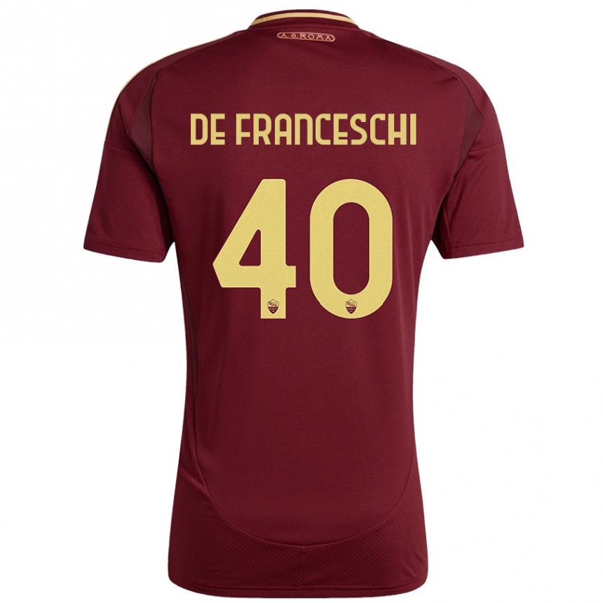 Kids Football Leonardo De Franceschi #40 Red Brown Gold Home Jersey 2024/25 T-Shirt Uk