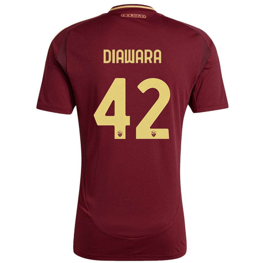 Kids Football Amadou Diawara #42 Red Brown Gold Home Jersey 2024/25 T-Shirt Uk